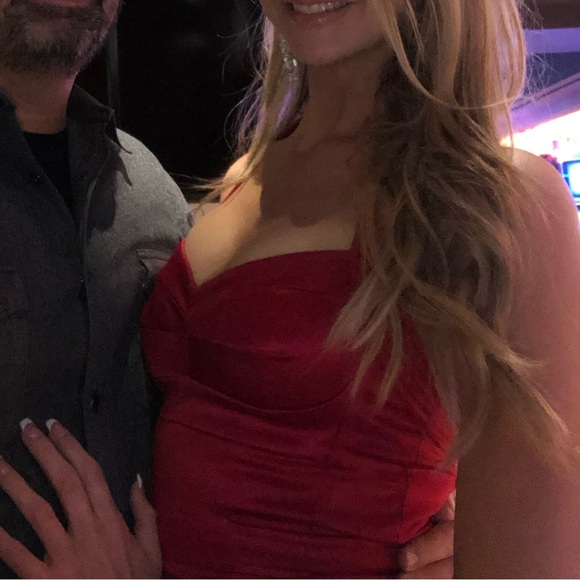 Bebe RED HOT CHILI PEPPER Bustier bodice zipper satin sexy Valentine dress Vegas - Picture 8 of 9